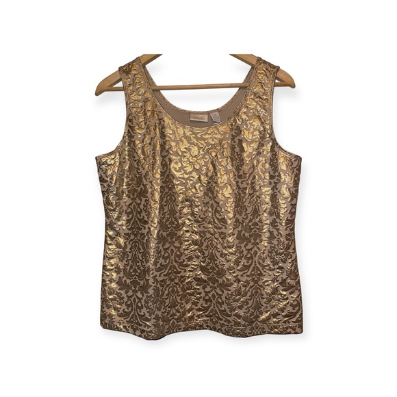 EUC Chico's Metallic Gold Tank Top - Picture 2 of 4